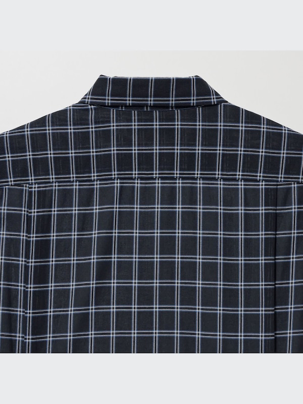 Cotton Sheer Checked Long-Sleeve Shirt