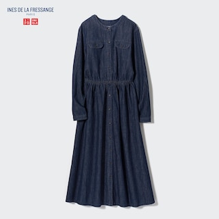 Denim Long-Sleeve Dress (Ines de la Fressange)