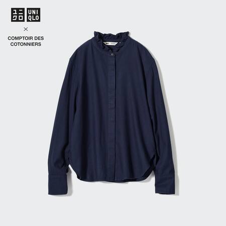 Comptoir des Cotonniers Soft Brushed Stand Collar Shirt