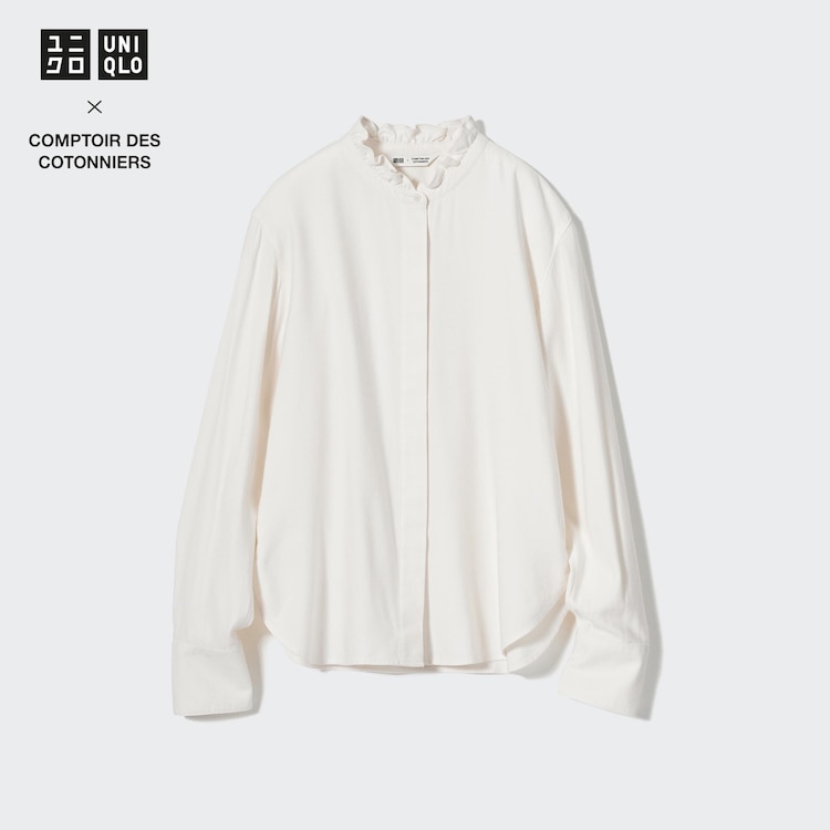 Soft Brushed Stand Collar Long-Sleeve Shirt