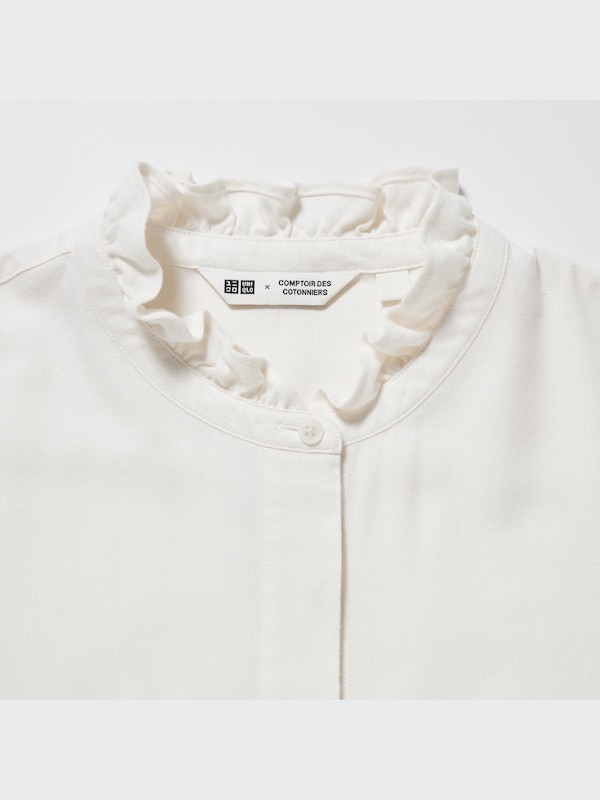 Soft Brushed Stand Collar Long-Sleeve Shirt