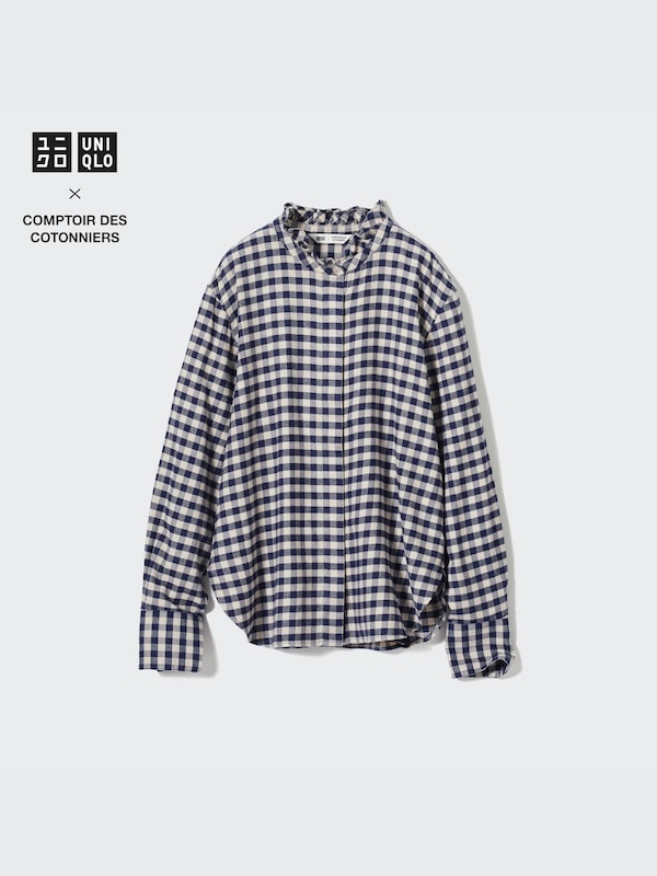 Soft Brushed Stand Collar Long-Sleeve Shirt