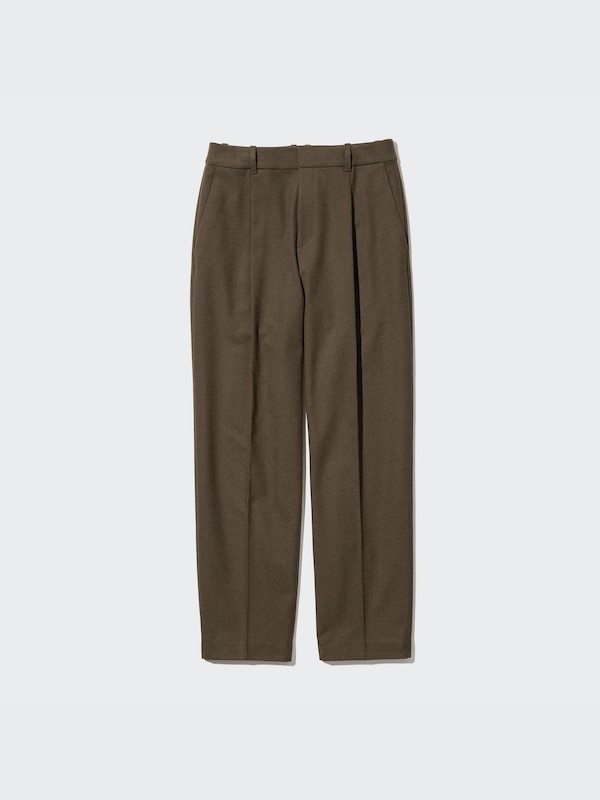 Olive pleated trousers