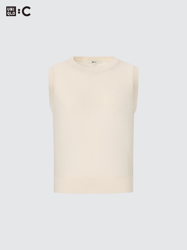 100% Cashmere Crew Neck Cropped Sweater Vest