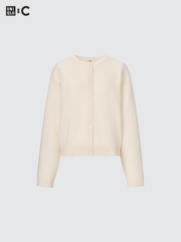 100% Cashmere Crew Neck Cropped Cardigan