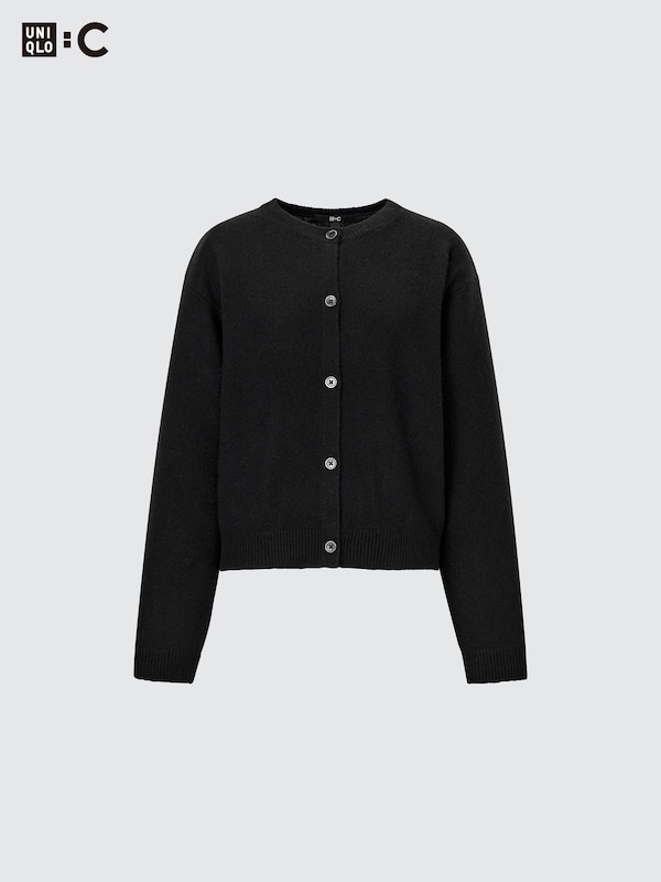 Cashmere Crew Neck Long-Sleeve Short Cardigan