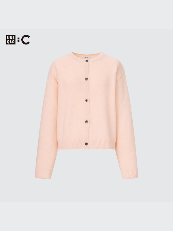 Cashmere Crew Neck Long-Sleeve Short Cardigan