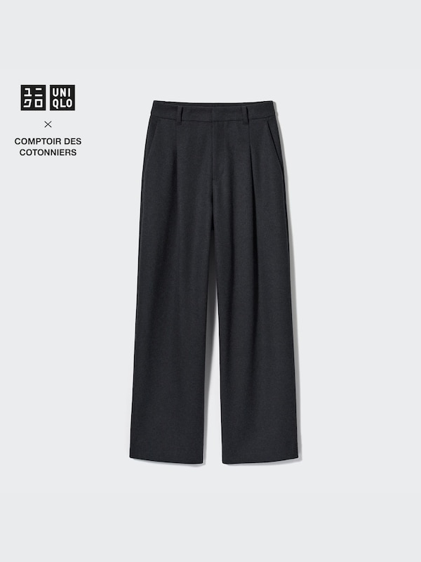 Pleated Wide Pants | Brushed Jersey