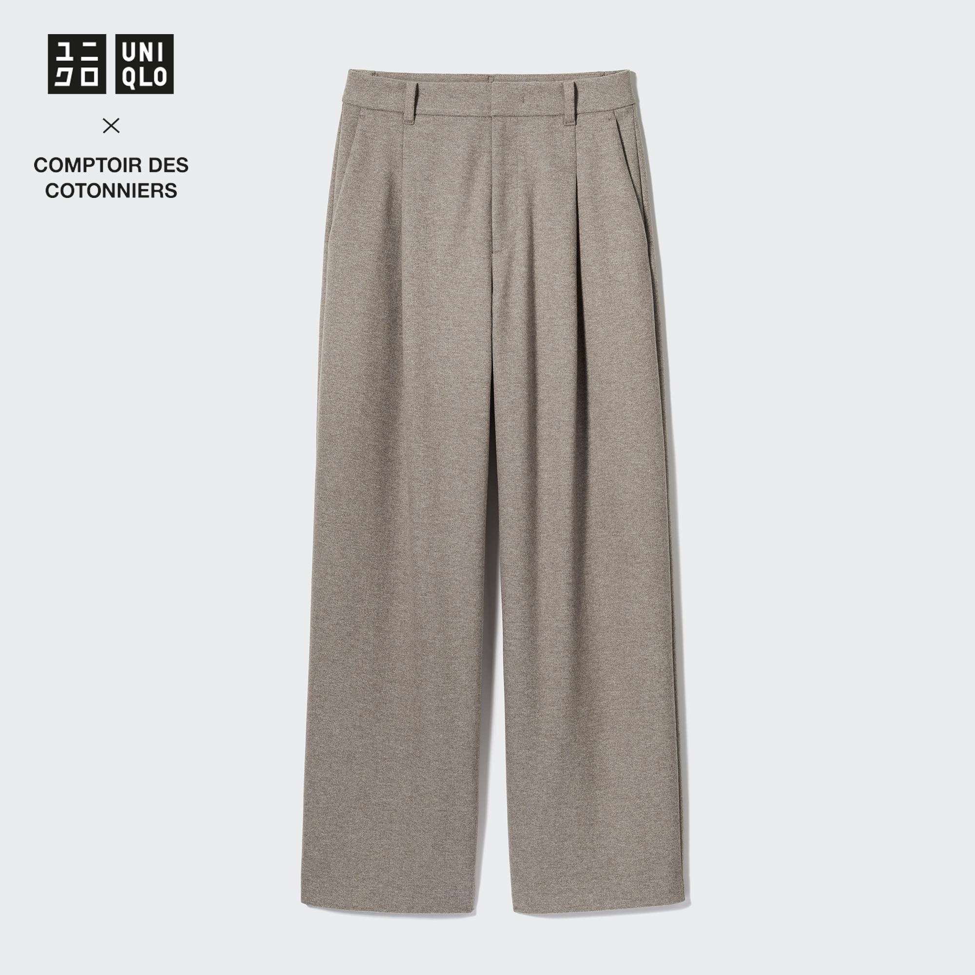 Brushed Jersey Pleated Wide Pants | UNIQLO US