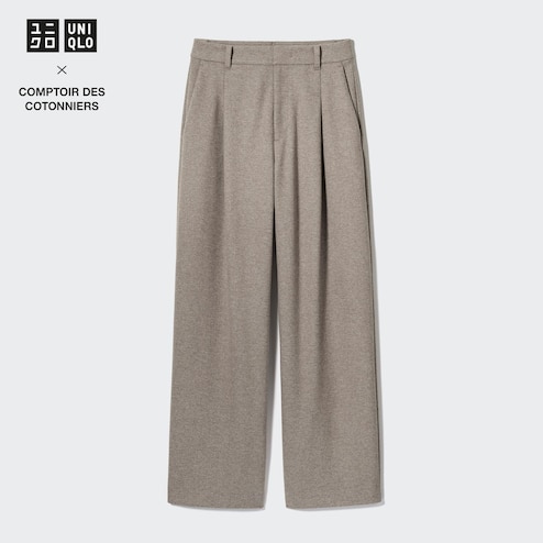 WOMEN'S BRUSHED JERSEY PLEATED WIDE PANTS
