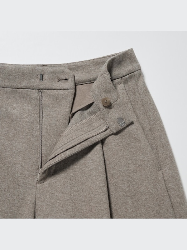 Pleated Wide Pants | Brushed Jersey