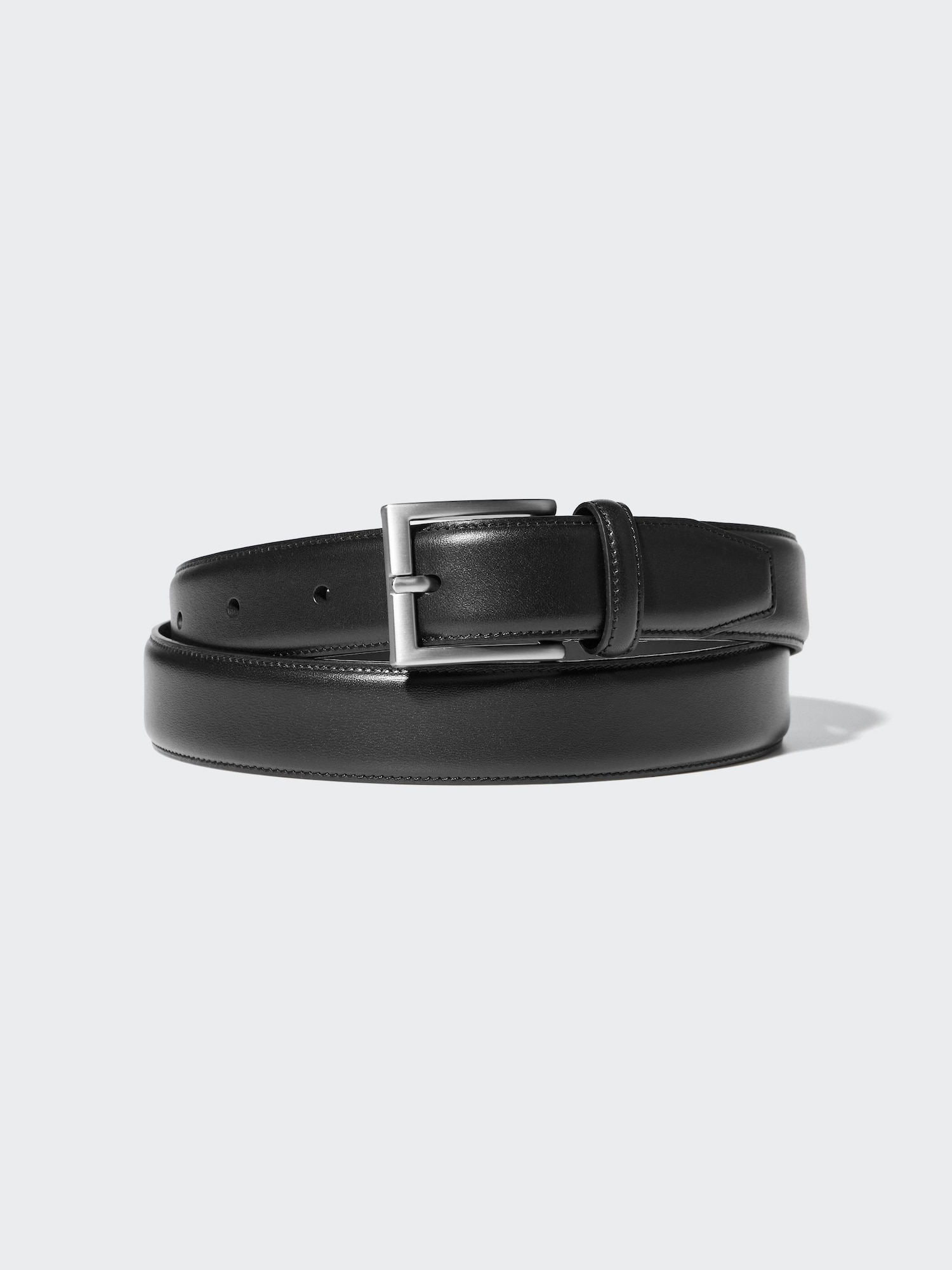 UNIQLO Men's Italian Leather Stitched Belt, Black, Medium