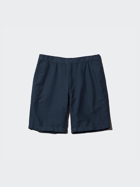 Uniqlo - Short En Lin Mélangé - Bleu Marine - Xs