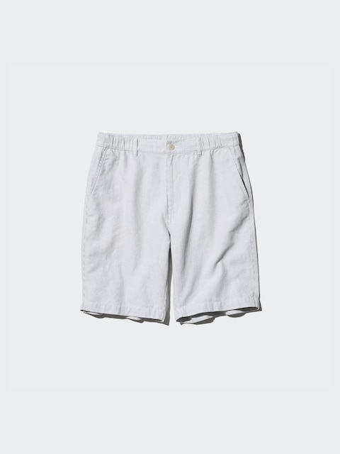 Uniqlo - Short En Lin Mélangé (Rayé) - Gris - 3XL