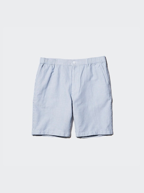Uniqlo - Short En Lin Mélangé (Rayé) - Bleu - Xxl