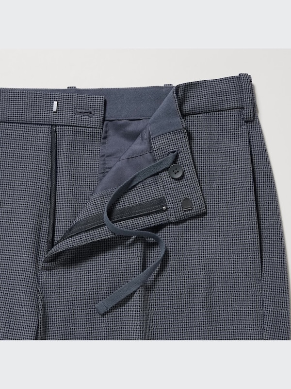 Smart Ankle Pants | 2-Way Stretch | Faux Wool | Checked