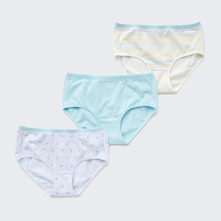 Uniqlo Bragas Culottes Estampado Playa (3 Pack) Niña Algodón - Verde Claro - 11-12Y