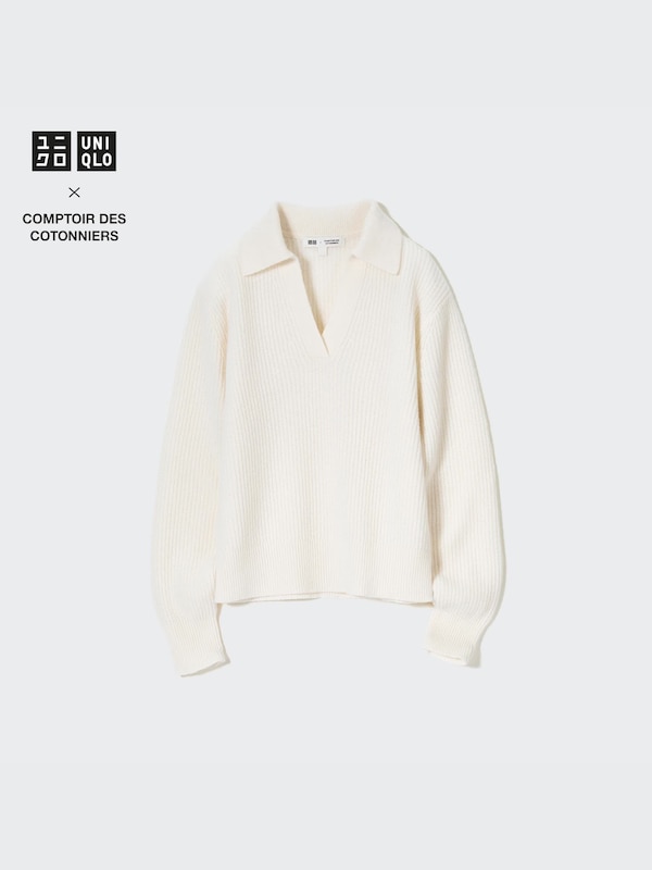 Premium Lammwolle Pullover mit Polokragen
