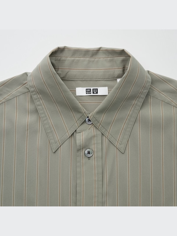 Draped Striped Long-Sleeve Shirt