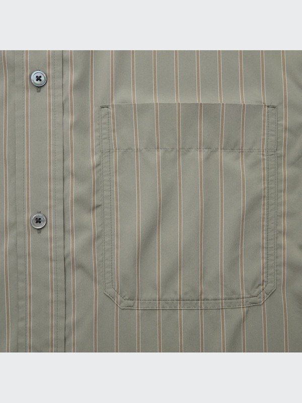 Draped Striped Long-Sleeve Shirt