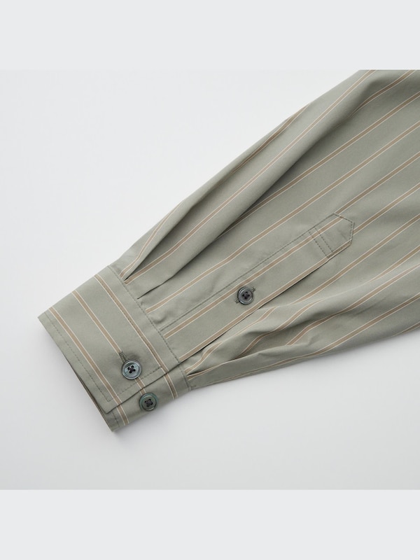 Draped Striped Long-Sleeve Shirt