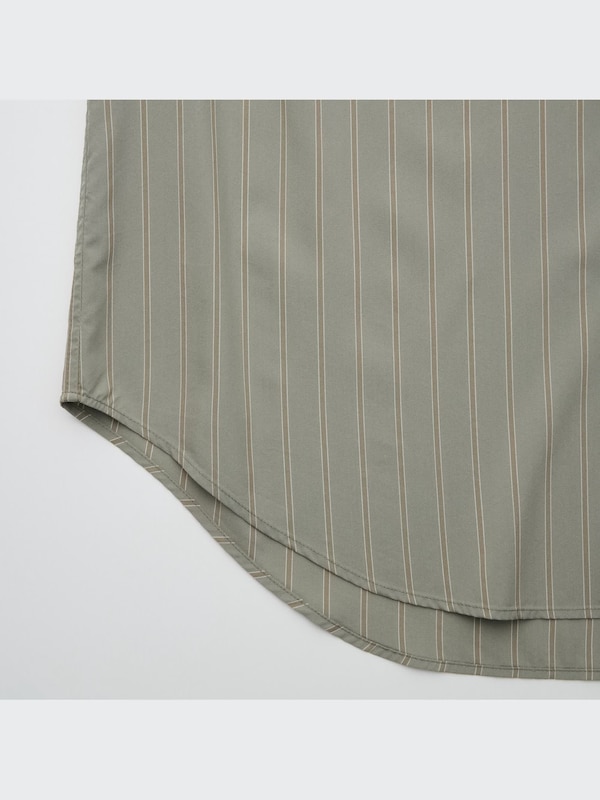 Draped Striped Long-Sleeve Shirt