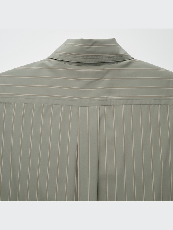 Draped Striped Long-Sleeve Shirt