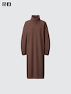 Brushed Jersey Turtleneck Long-Sleeve Dress