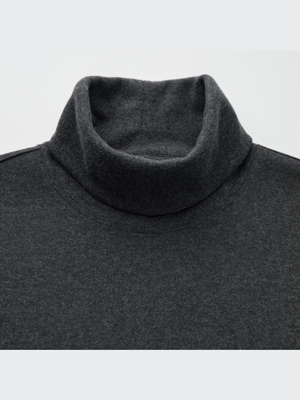 Brushed Jersey Turtleneck Long-Sleeve Dress