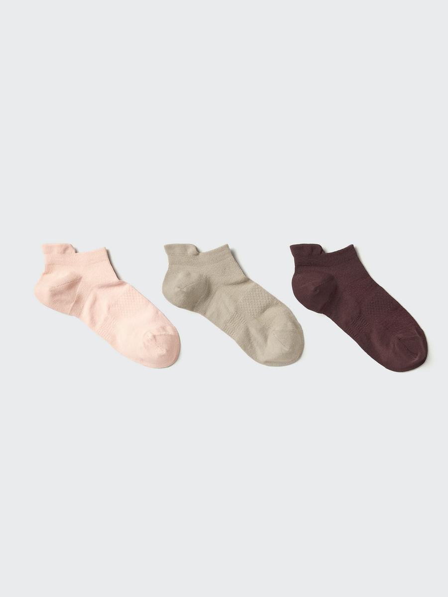 UNIQLO Women's Sport Short Socks 3 Pairs, Pink, US W 7.5-10