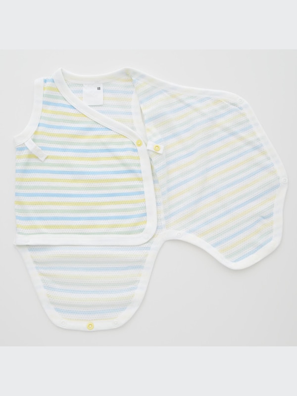 Cotton Mesh Inner Bodysuit | Striped | Open Front