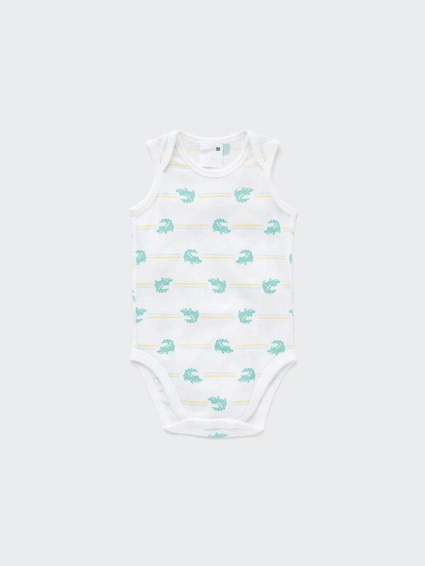 Cotton Mesh Sleeveless Printed Inner Bodysuit