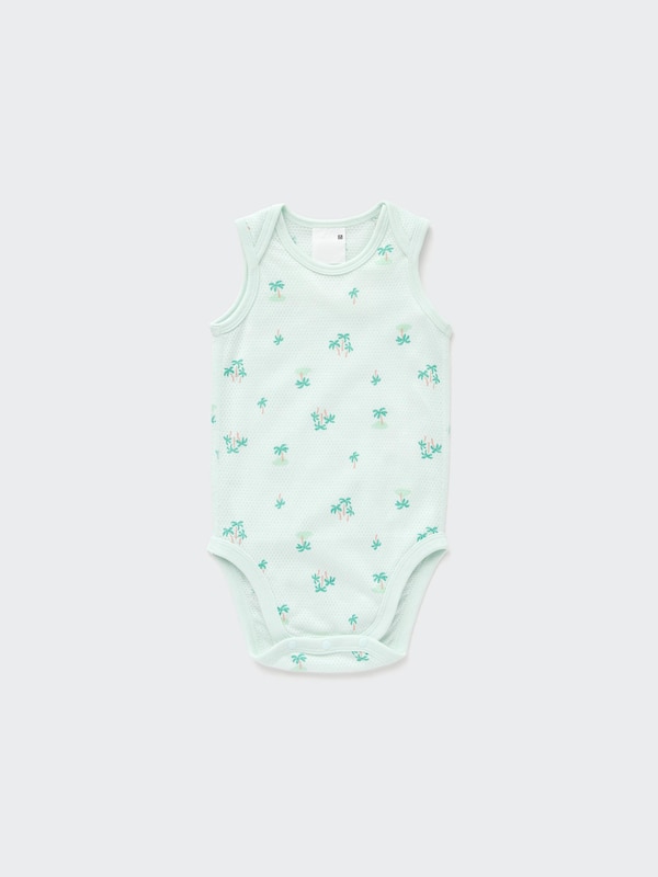 Cotton Mesh Sleeveless Printed Inner Bodysuit