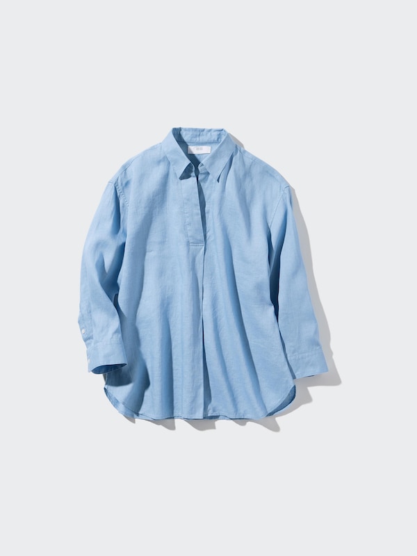 Premium Linen Skipper Collar Shirt (3/4 Sleeve)