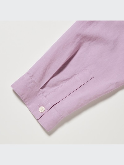 Linen Blend Band Collar 3/4-Sleeve Shirt