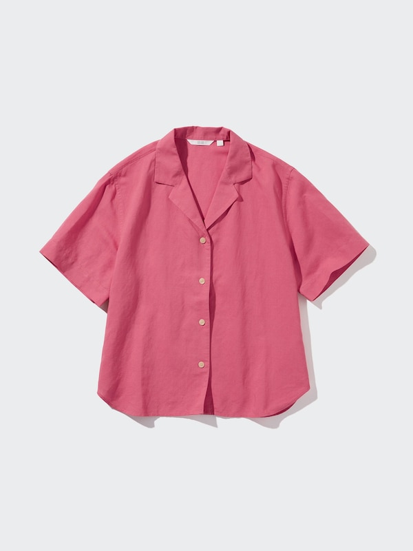 CHEMISE EN MÉLANGE LIN COL OUVERT