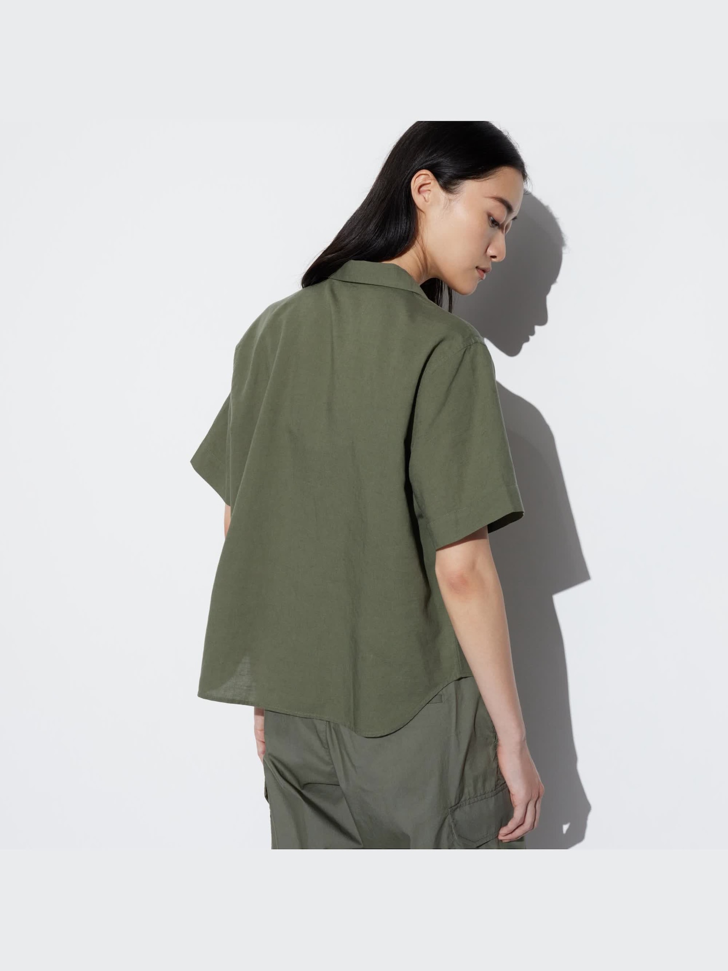 Women's Linen Blend Short Sleeve Shirt (Open Collar) | UNIQLO PL