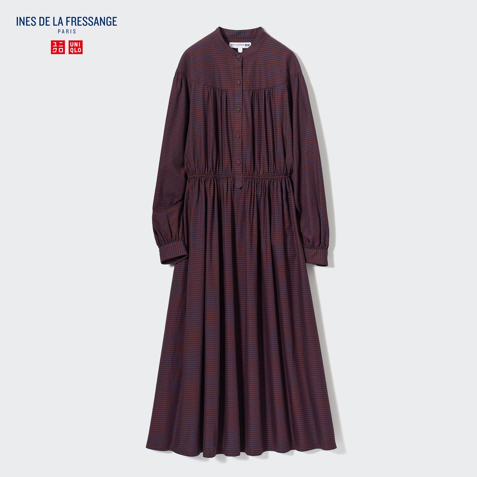 WOMEN'S INES DE LA FRESSANGE COTTON TWILL VOLUME SLEEVE LONG DRESS