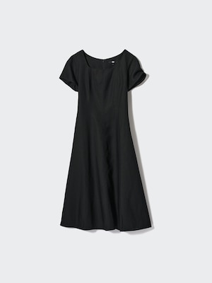 uniqlo linen blend square neck dress Women's Linen Blend Square Neck Dress (Short Sleeve)