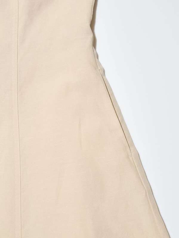 Linen Blend Square Neck Short-Sleeve Dress