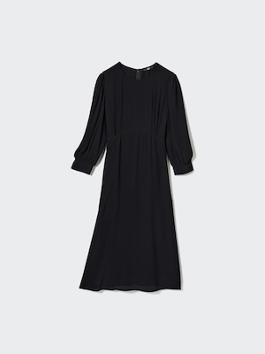 uniqlo combination flare dress Uniqlo Combination Fit & Flare Pleated Satin Dress