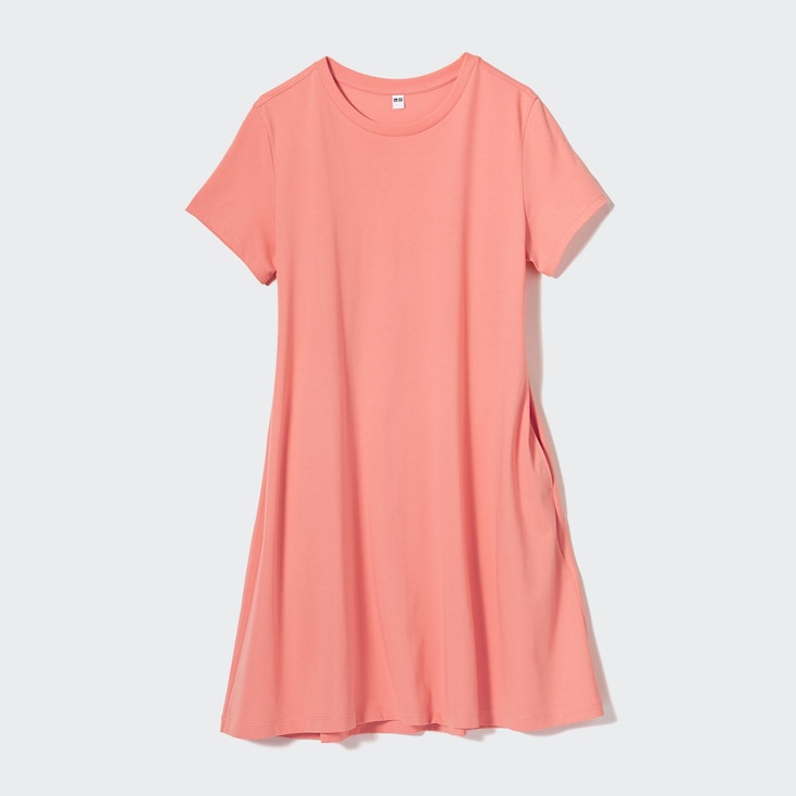 Uniqlo AIRism Vestido Mini Algodón Manga Corta - Naranja Claro - XXS