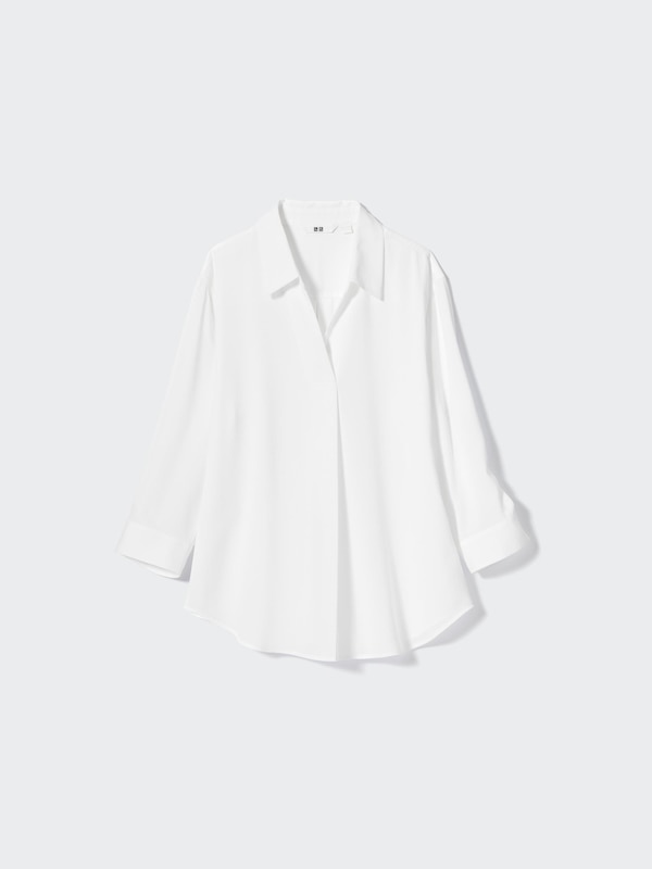 Rayon Skipper Collar Blouse | 3/4 Sleeve