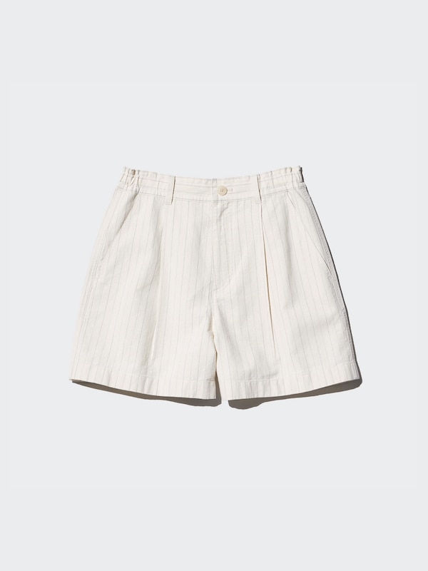 Linen Cotton Blend Shorts (Stripe)