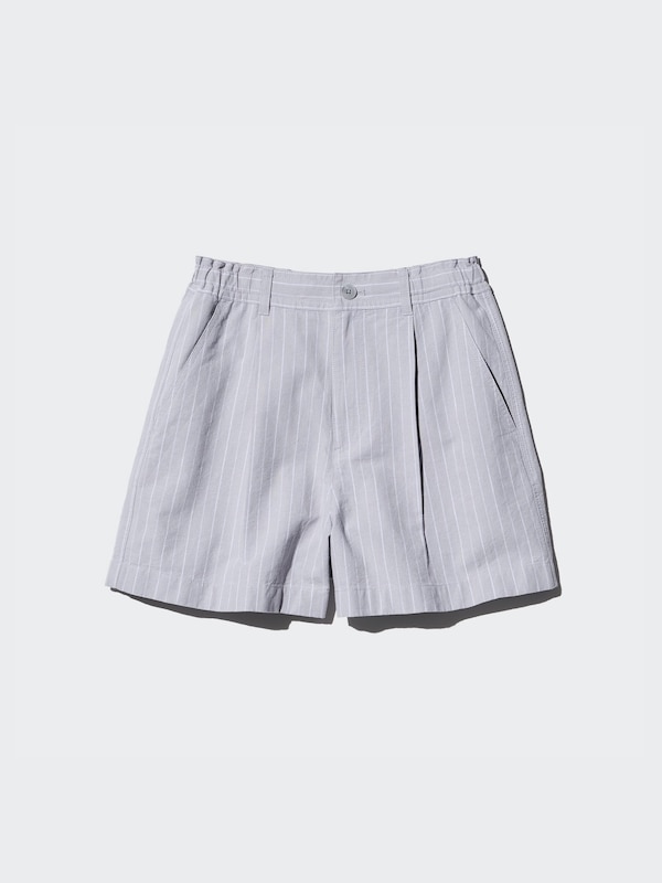 Linen Cotton Blend Shorts (Stripe)