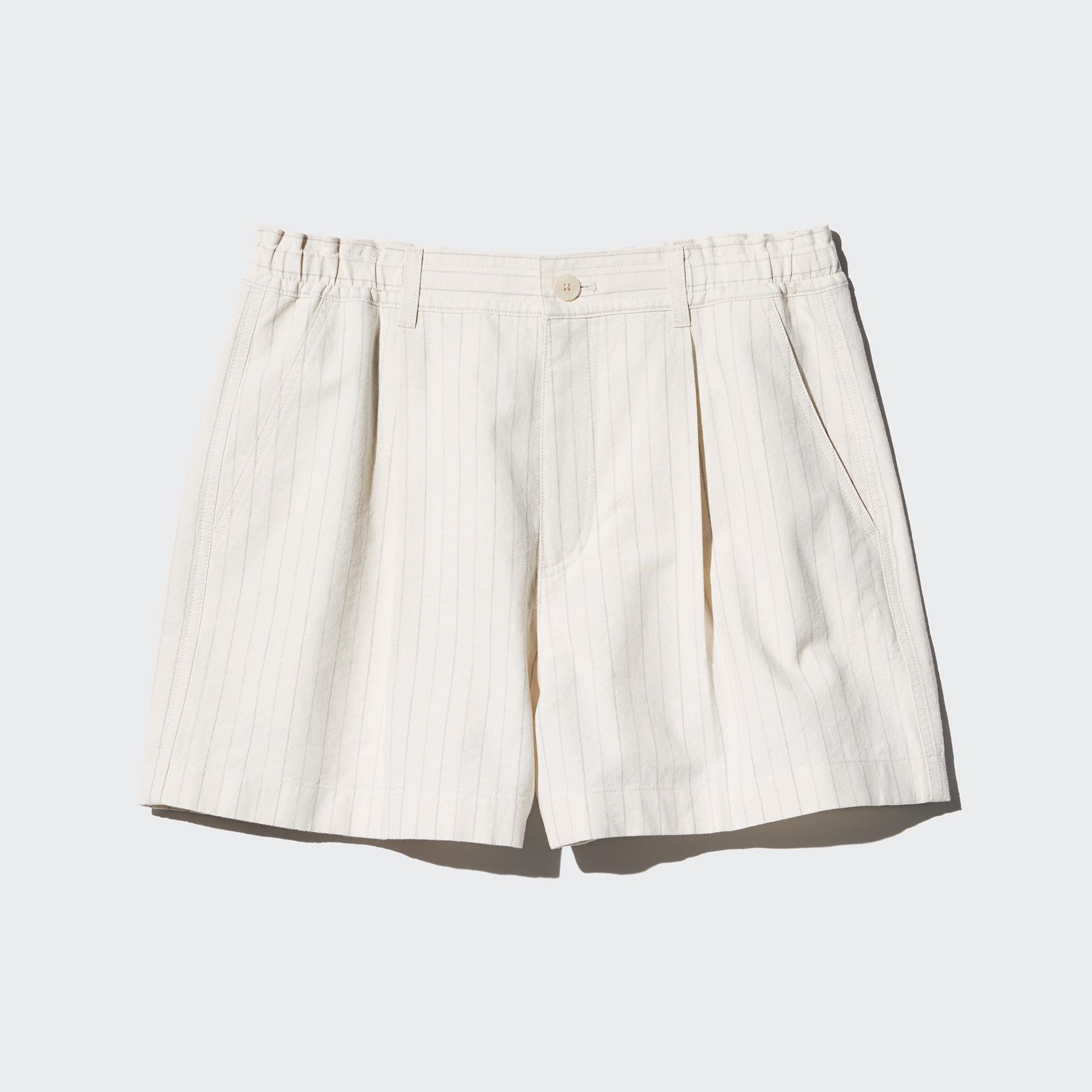 Linen Cotton Striped Shorts