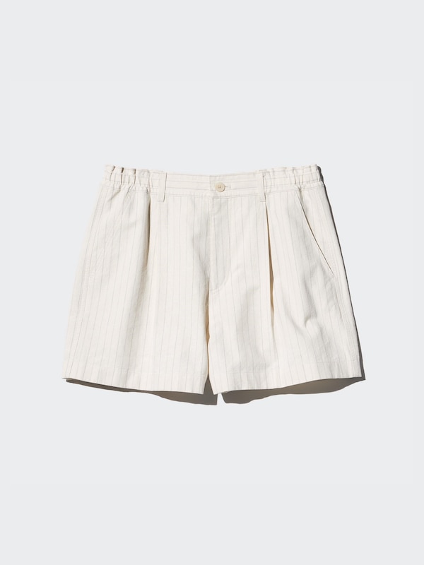 Linen Cotton Striped Shorts