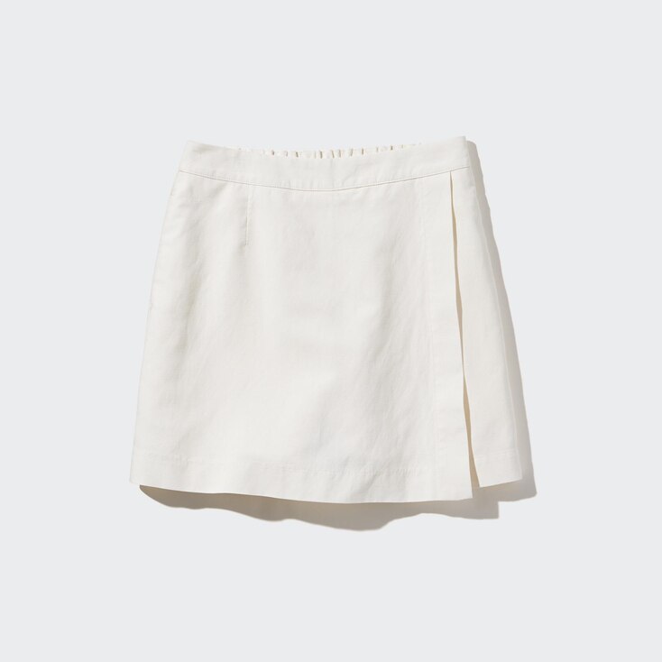 Uniqlo Viscosa Falda-Pantalón Lino Mezcla - Blanco Hueso - XXS