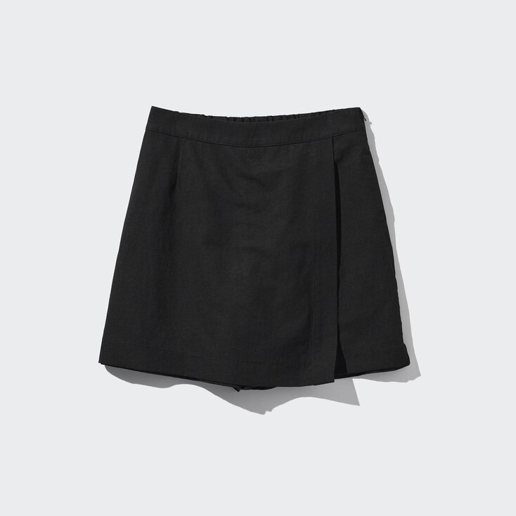 Uniqlo Viscosa Falda-Pantalón Lino Mezcla - Negro - M