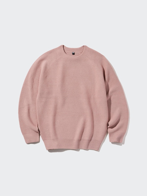 3D KNIT LONG SLEEVE CREW NECK SWEATER